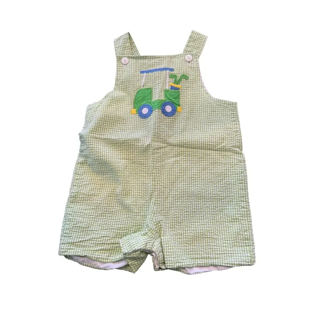 Florence Eiseman Boys Green white Check Romper Size 18M